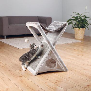 TRIXIE Міґель складана вежа для котів, 51x35x65 см, сіра/світло-сіра, для відпочинку та ігор