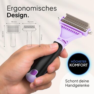 Набір для догляду за котами Pretty Paw® Profi: щітка та засоби для гігієни та комфорту | Ідеально для короткої та довгої шерсті | Підходить для видалення підшерстка (лавандовий)