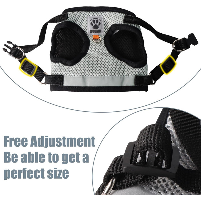 Нашийник для котів Bindokun з повідком, анти-вислизання, комплект, розмір M, сірий