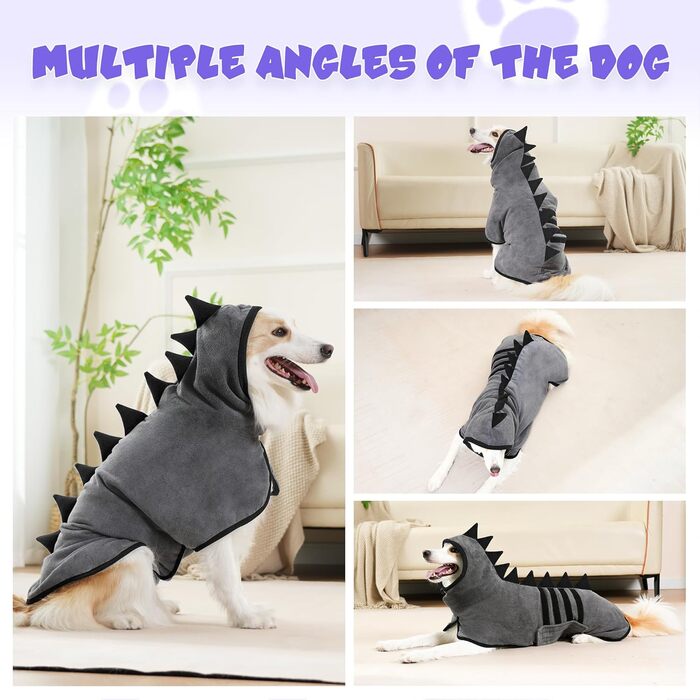 Рушник для собак з мікрофібри, швидковисихаючий, регульований, надзвичайно поглинаючий для середніх та великих собак, легко одягається (Сіро-зелений, Сіро-чорний, S)