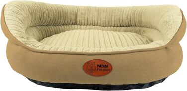 Ліжко для собак та котів Shiro Beige, знімний чохол, машинне прання, м'яке ліжко з піднятим бортиком, антиковзаюча підкладка, розмір Small 51 x 41 x 20 см