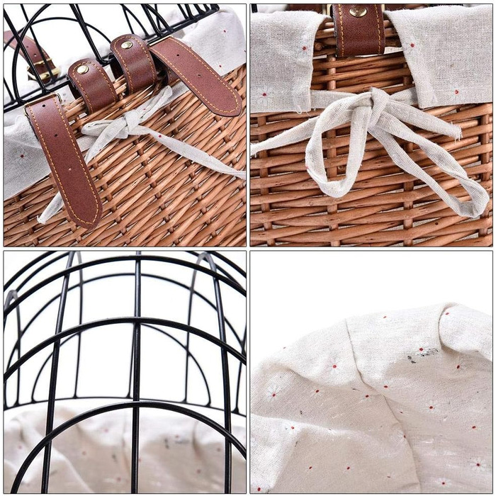 Плетенний велосипедний кошик для собак з металевим ґратом, кошик для перевезення тварин на багажник велосипеда, плетений кошик для собак