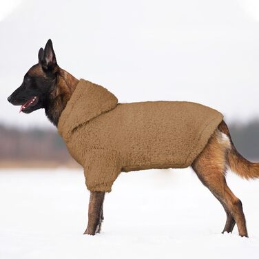 Теплий пуловер для великих собак, з капюшоном, кавового кольору, розмір XL. М'який, зручний, з капюшоном, для екстра великих собак.