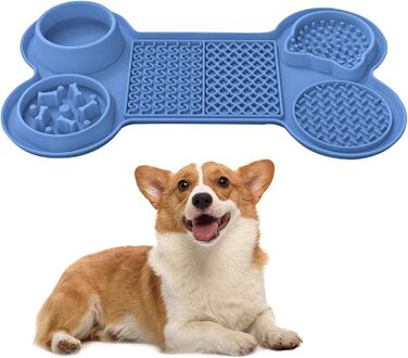 Килимок для годування кошенят та цуценят з 5 присосками, здорове харчування, різні дизайни (морська блакить)