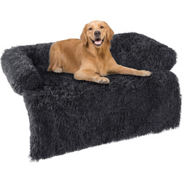 Крісло-лежанка для собак великих та середніх порід, антиковзаюча підстилка, 110 x 95 x 18 см, темно-сірий колір