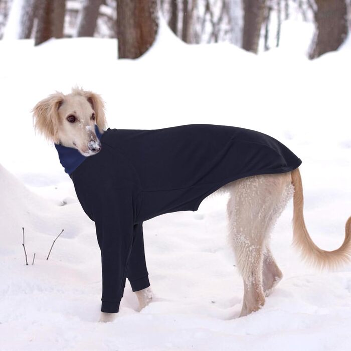 Пуловер з високим коміром для грейхаундів та віндхундів, теплий одяг для собак, зимовий пуловер для маленьких цуценят та грейхаундів, чорний (M)