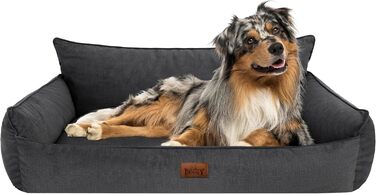 Лежак для собак DOGGY Fancy XL 82x63 см, графітовий, матрац для тварин, диван, прошитий, знімний чохол