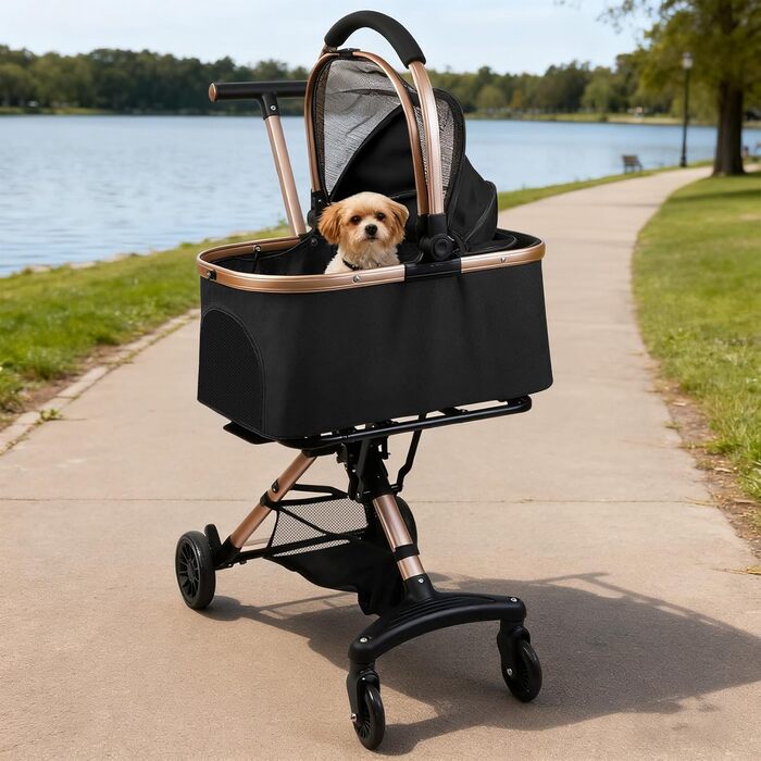 Дитяча коляска для тварин, бугі, складна, для собак та котів, чорна, до 20 кг