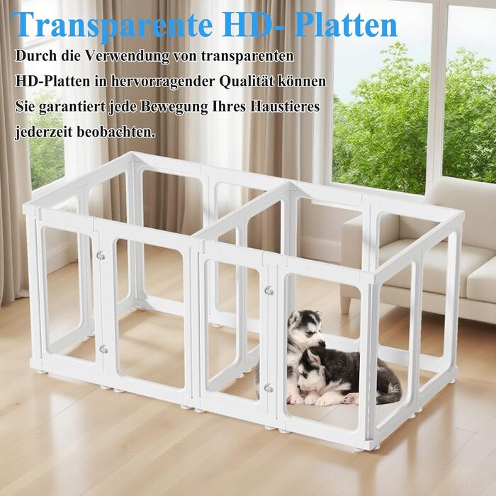 Кіяниця для цуценят SISKEYCOOC 60 см, прозора, з дверцятами, для собак середніх та маленьких порід, легка у догляді, для дому (10 шт.), біла