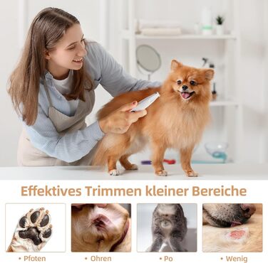 Триммер для собак ALL FOR PAWS з LED-підсвічуванням – 18 мм, тихий (35 дБ), вологостійкий (IPX4), USB, для стрижки лап, вух, обличчя та задньої частини тіла