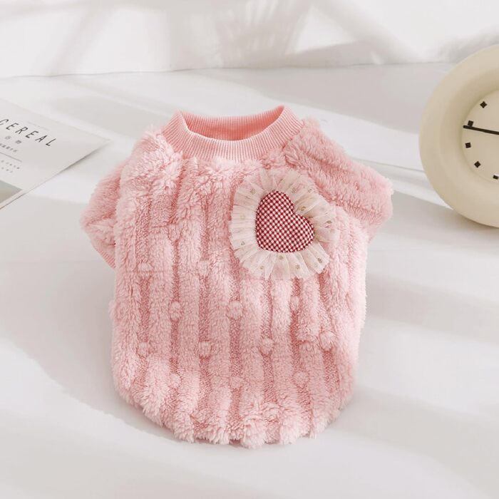 Теплий пуловер для кота з м'якої бавовни, рожевий котик, ростовка L (4-5 кг), з мішечком для одягу