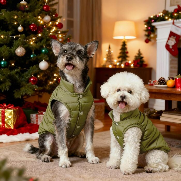 Теплий зимовий пуховик для собак великих порід, водонепроникний, м'який, для холодної погоди, зелений, XXL