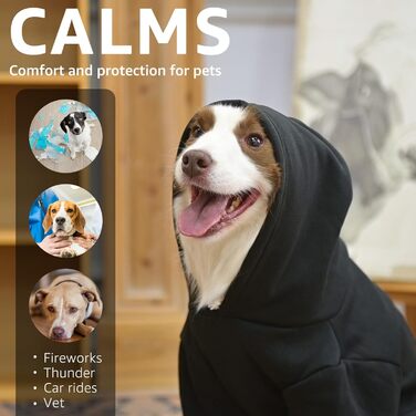 Теплий флісовий светр для собак SCENEREAL з капюшоном, чорного кольору, з принтом листя клена, розмір S. Підходить для холодної погоди та як костюм на Хелловін.