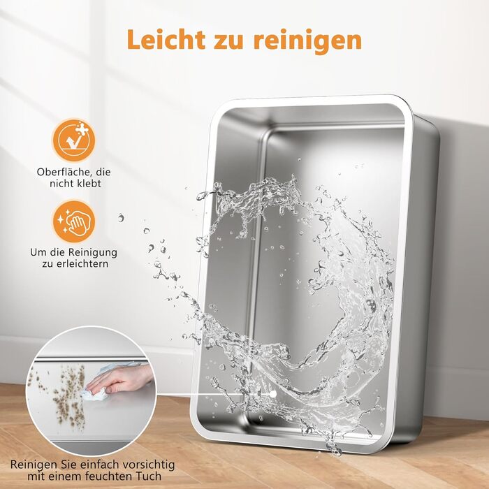 FURTIME Лоток для котів з нержавіючої сталі XXL, 42л, великий об'єм, антивитік, з металевою лопаткою, 60x40x36 см (Сріблясто-сірий)