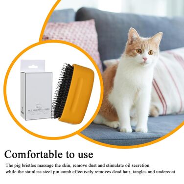 Гребінець для котів від випадання шерсті, знімач котушок, аксесуар для довгошерстих кошенят та собак - щоденний догляд вдома, на вулиці та під час купання, жовтий