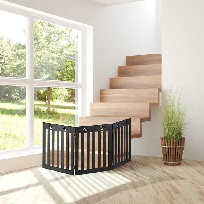 Захисне ворота для собак Relaxdays, розкладне, 60 x 153 см, чорний, MDF