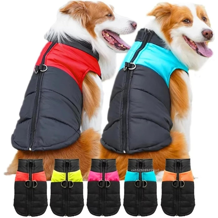 Водонепроникний теплий одяг для собак, халат, зимова жилетка, куртка з утеплювачем та блискавкою, одяг для маленьких, середніх та великих собак (Синій, 5XL)