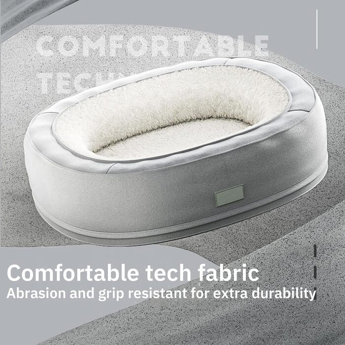 Ортопедичне ліжко для собак, кругла форма, Donut-дизайн, антистресове подушення, ліжко-софа для собак та котів, тепле зимове, з пам'яті ефекту піна, кошик для собак, м'яке покриття, сірий колір, розмір L