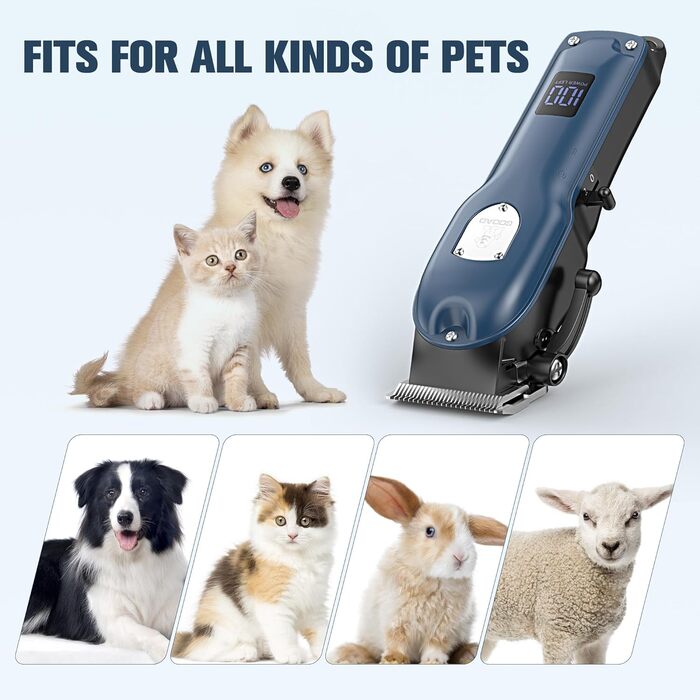 Машинка для стрижки собак, набір для грумінгу, бездротова машинка для стрижки шерсті собак для густої шерсті, тример для собак, тиха машинка для стрижки шерсті собак, тихий тваринний тример для собак, блакитний