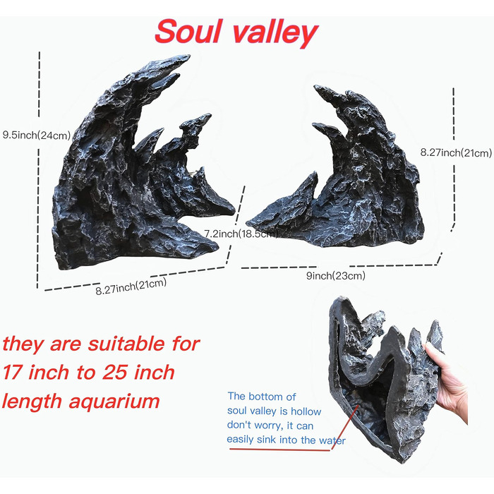 Декорація для акваріума YZHZOM Soul Valley, велика, 46 см – Преміум декор для акваріума, ландшафтний дизайн