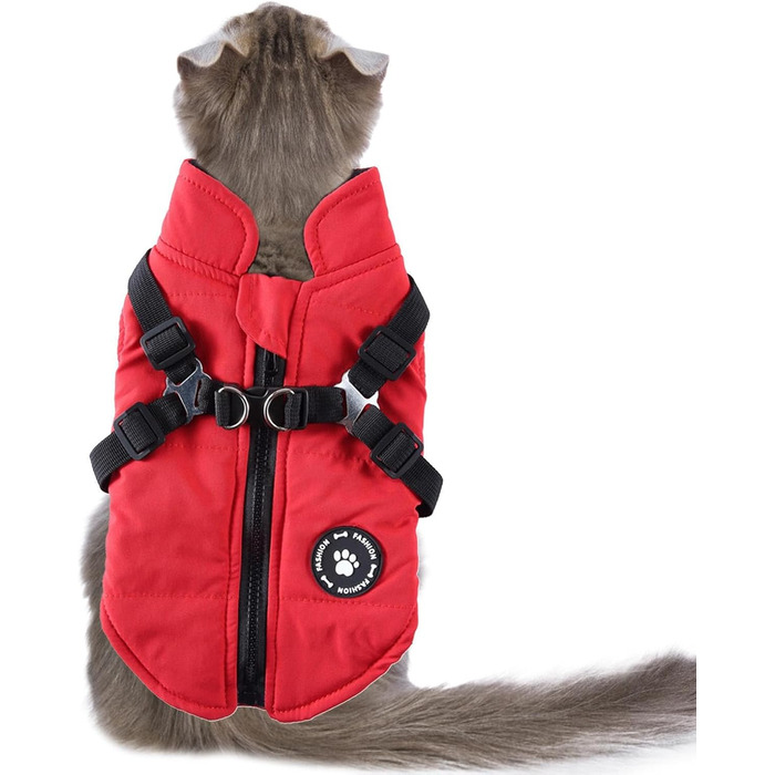 Водонепроникний теплий зимовий одяг для собак: жилет, куртка з шлейкою, бавовняний костюм червоний L