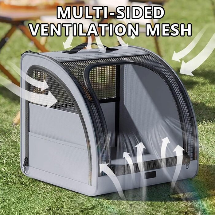 Транспортна переноска для собак та котів, авто-переноска для тварин з панорамним вікном 360°, оксфордська тканина, розмір L (50 x 48 x 49 см)