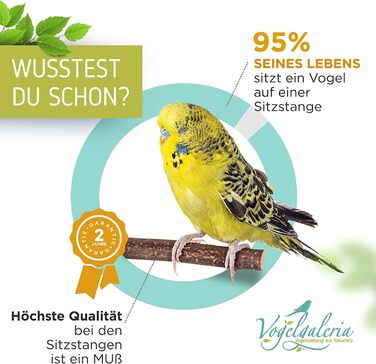 Сидячі жердочки Vogelgaleria для хвилястих папуг, набір пробних натуральних дерев'яних жердочок для клітки