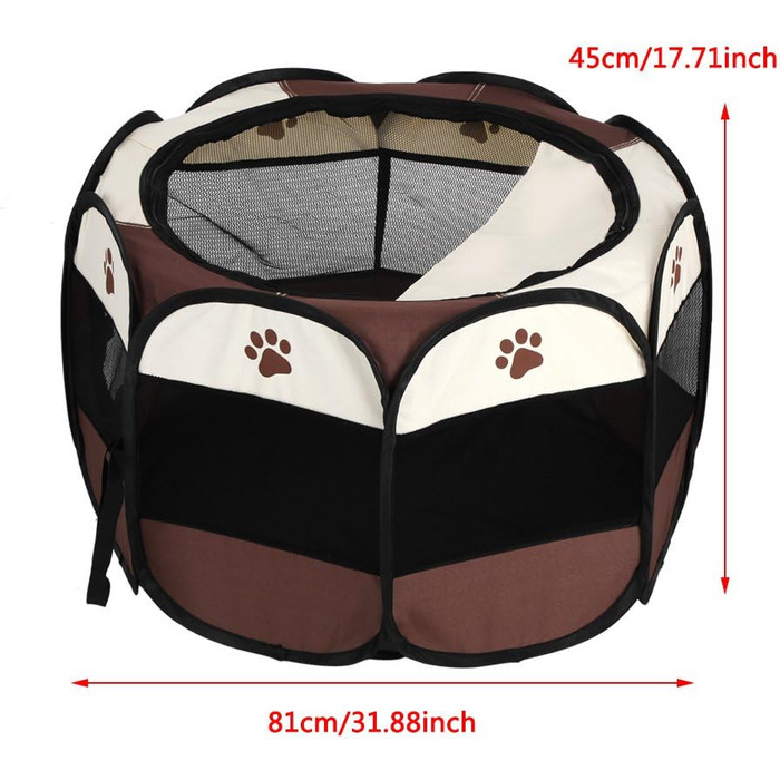 Ігровий вольєр для тварин Garosa, розкладний вольєр для собак/котів/кроликів, сітчаста конструкція, намет для ігор (колір кава)