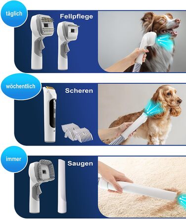 Набір для грумінгу тварин 8-в-1: машинка для стрижки, пилосос для шерсті, фен та щітка