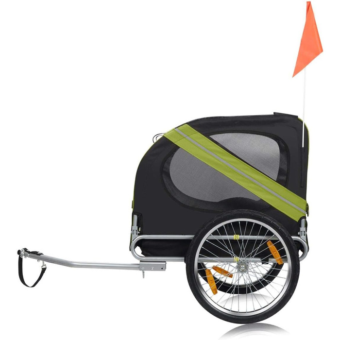 Причіп для велосипеда Zoomundo для собак, червоно-чорний, з металевим каркасом (зелений)