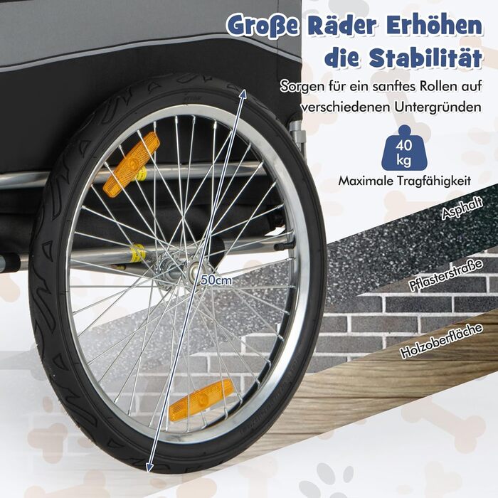 GOPLUS Транспортувальна візок для собак, сірий. Дихаючий, з 3 входами, безпечна прапорцем, з відбивачами, для середніх собак та домашніх тварин.