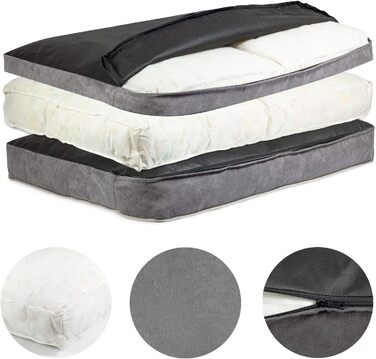 Крісло-ліжко для собак XL | М'яке ліжко з memory foam | Для великих собак | Легко миється | Еко-замша | Розмір 75 x 100 см | Темно-сірий колір