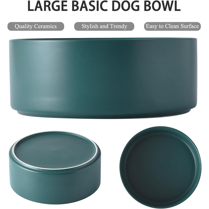 Керамічна годівниця для тварин Welloyed з піднятим, антиковзним підставкою з бамбука, 20,3 см, підходить для миття в посудомийній машині та мікрохвильовці, запобігає блювоті, міцна годівниця для середніх порід