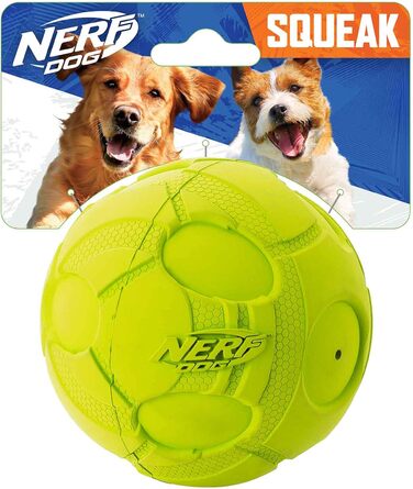 Іграшка для собак Nerf Dog, м'яч-брязкальце 9,7 см, зелений, для апорту, для середніх і великих порід, для дому та вулиці