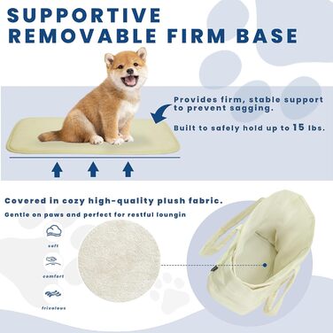 Легка переносна сумка для собак до 6,8 кг, степкова сумка-переноска для цуценят, з карабіном для безпеки, дамська сумка для собак для подорожей/покупок (Бежева)