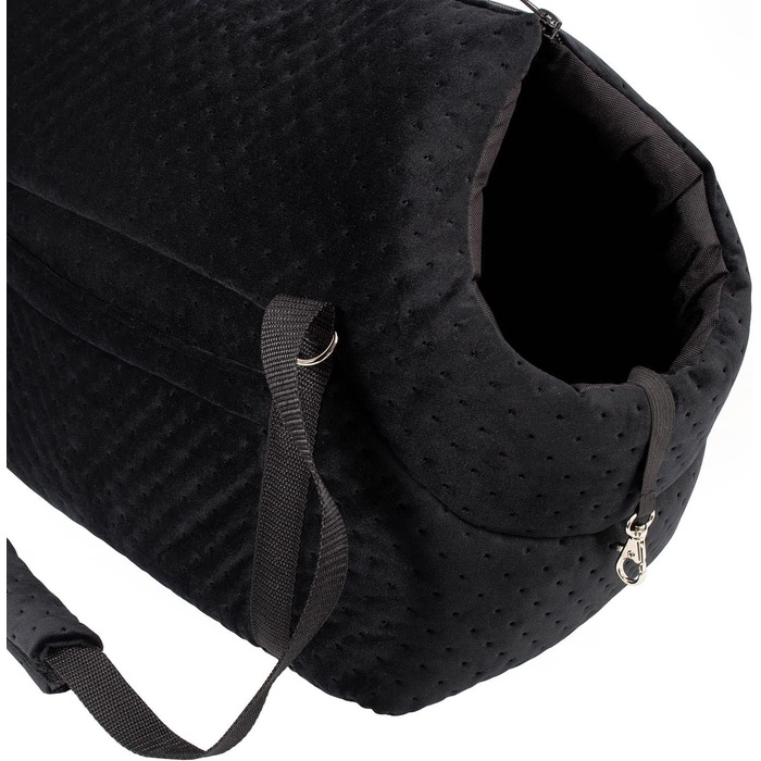 Чорна сумка-переноска для собак та котів, M, 38x28x28 см, Velvet (штучна замша)