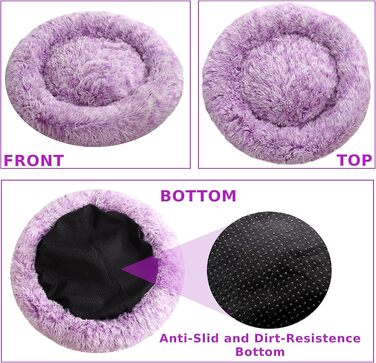 Крісло-гніздочко для собак XXL, кругле, знімний та пральний чохол, антистресове, штучне хутро, м'яке та затишне ліжко для домашніх тварин (100 см, фіолетовий)