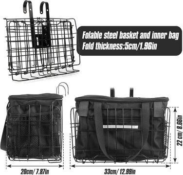 Складна корзина для велосипеда Spesh з нейлоновим внутрішнім мішком. Знімне дротяне плетіння, вантажопідйомність до 20 кг