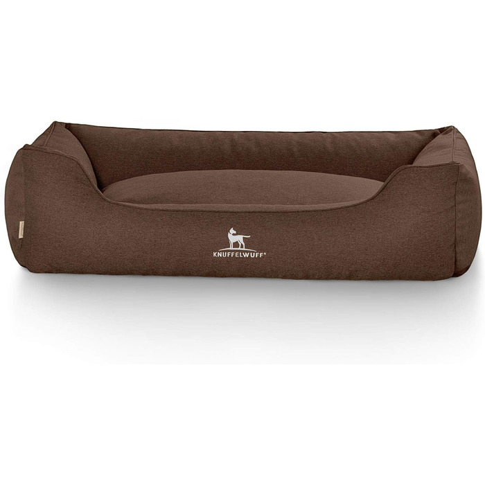 Крісло-ліжко для собак Crispino з велюру, ручної роботи, розмір M-L, 85 x 63 см. Знімний чохол, легко мити. Підходить для великих, середніх та маленьких собак (Колір: Коричневий, Розміри: 85 x 63 x 23 см)