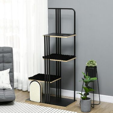 Дерев'яний комплекс для котів PawHut з ігровим м'ячем, 40x30x43 см (85x48x170 см)