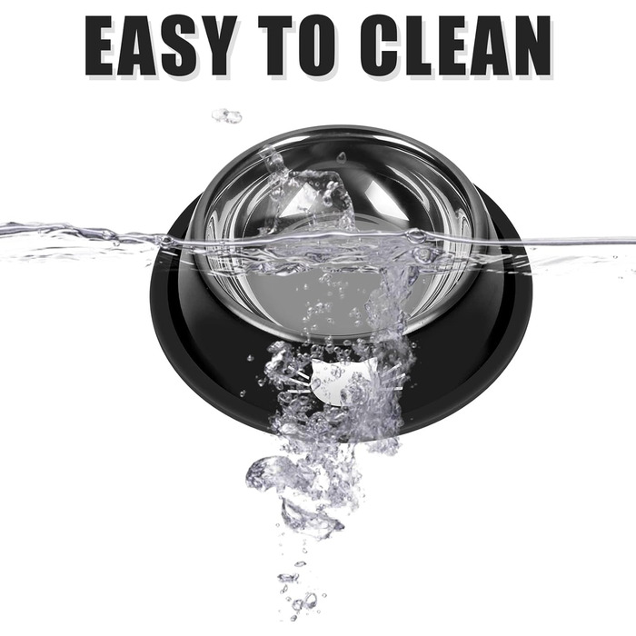 Набори мисок для котячого корму з нержавіючої сталі, 2 шт. - Стійкі, 200 мл, легко миються, чорний/сірий