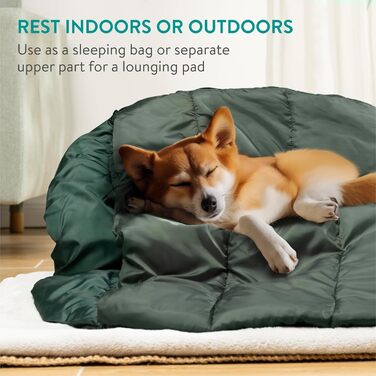 Навісний спальний мішок для собак Navaris - килимок для собак, ізомат для активного відпочинку - м'яка ковдра для собак на вулицю - зелений