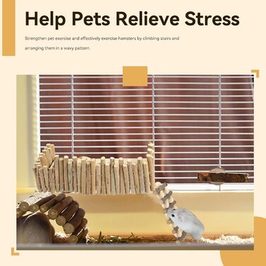 Платформа для хом'яків HERCHR з дерева, мостик, іграшка для гризунів з огорожею, підходить для цукрових поссумов та золотих ведмедиків