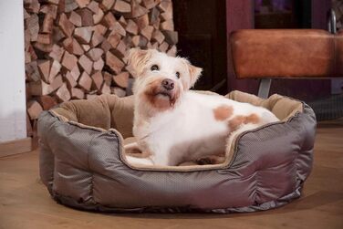 Ортопедичне ліжко для собак Santorini – двостороннє ліжко з піною з пам'яті, знімає навантаження, для літа та зими (Колір: Коричневий, Розмір: M)