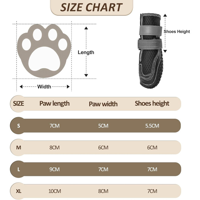 Водонепроникні чоботи для собак з світловідбиваючими ременями, антиковзка гумова підошва, захист лап, для малих, середніх та великих собак (L, B-Чорний-дихаючий)