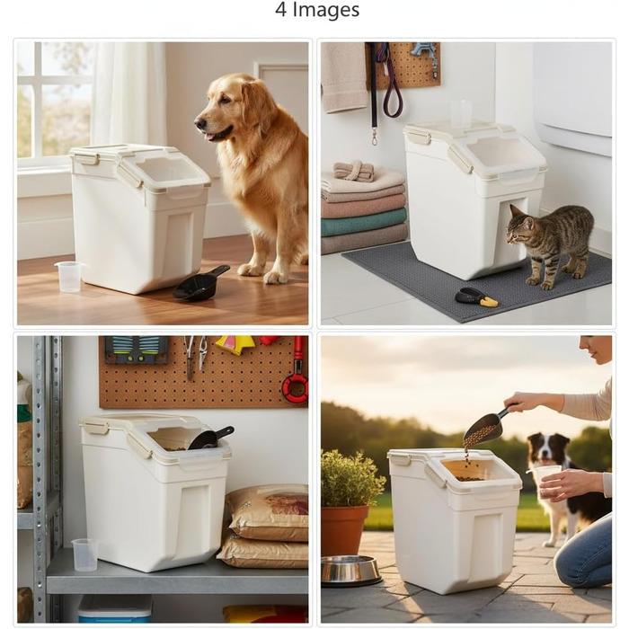 Контейнер для зберігання корму для собак великого об'єму (13,6 кг) з ложкою та мірним стаканчиком (сірий)