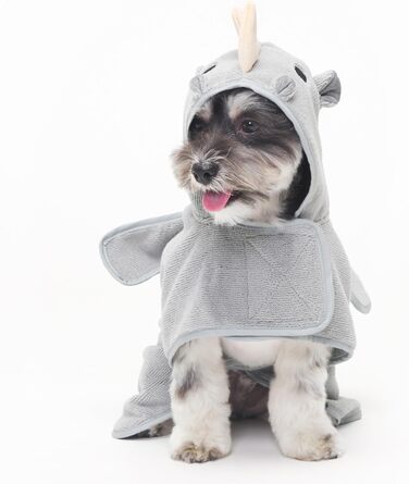 Рушник для собак BarkBox – халат для купання, швидко сохне, колір 'Носоріг', розмір S