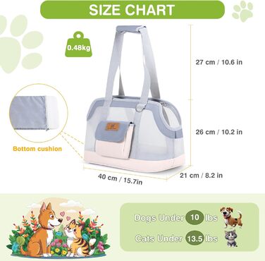 Транспортна сумка для собак та котів ALLSOPETS, легка, дихаюча, для подорожей, до ветеринара, рожева/сіра