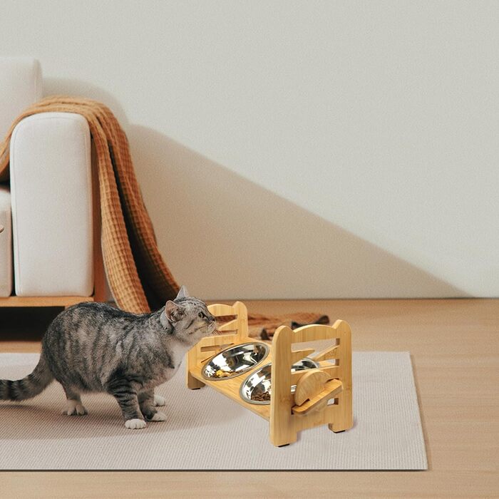 Підвищений годівниця для тварин Suerhatcon, миска для собак або котів, регульована висота, з 2 нержавіючими мисками для маленьких собак та котів