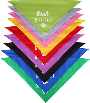 Яскравий бандана на день народження для собак, трикутник, двошаровий, для маленьких, середніх та великих собак (червоний + фруктовий зелений)